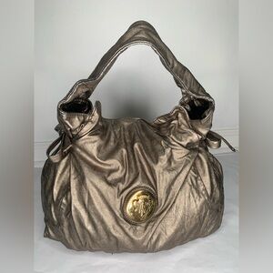 Gucci Metallic Bronze Shoulder Hobo with Gold Medallion